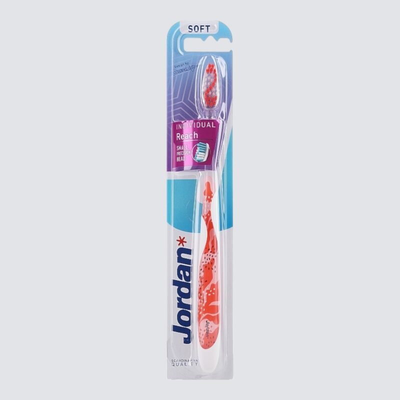 01. Individual Reach Soft Toothbrush With Red pink Pattern